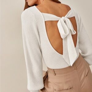 Reformation Cashmere Alber Open Back Sweater Size Large